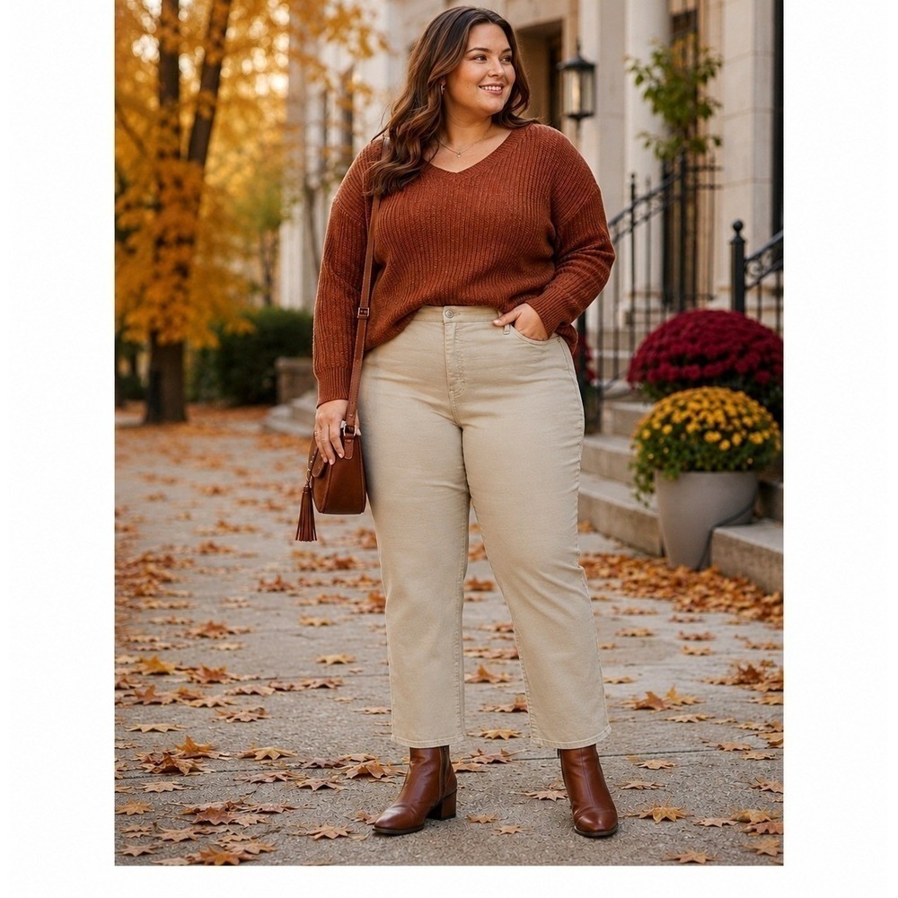 Terra & Sky High Rise Straight Leg Relaxed Jeans 24W Khaki New NWT